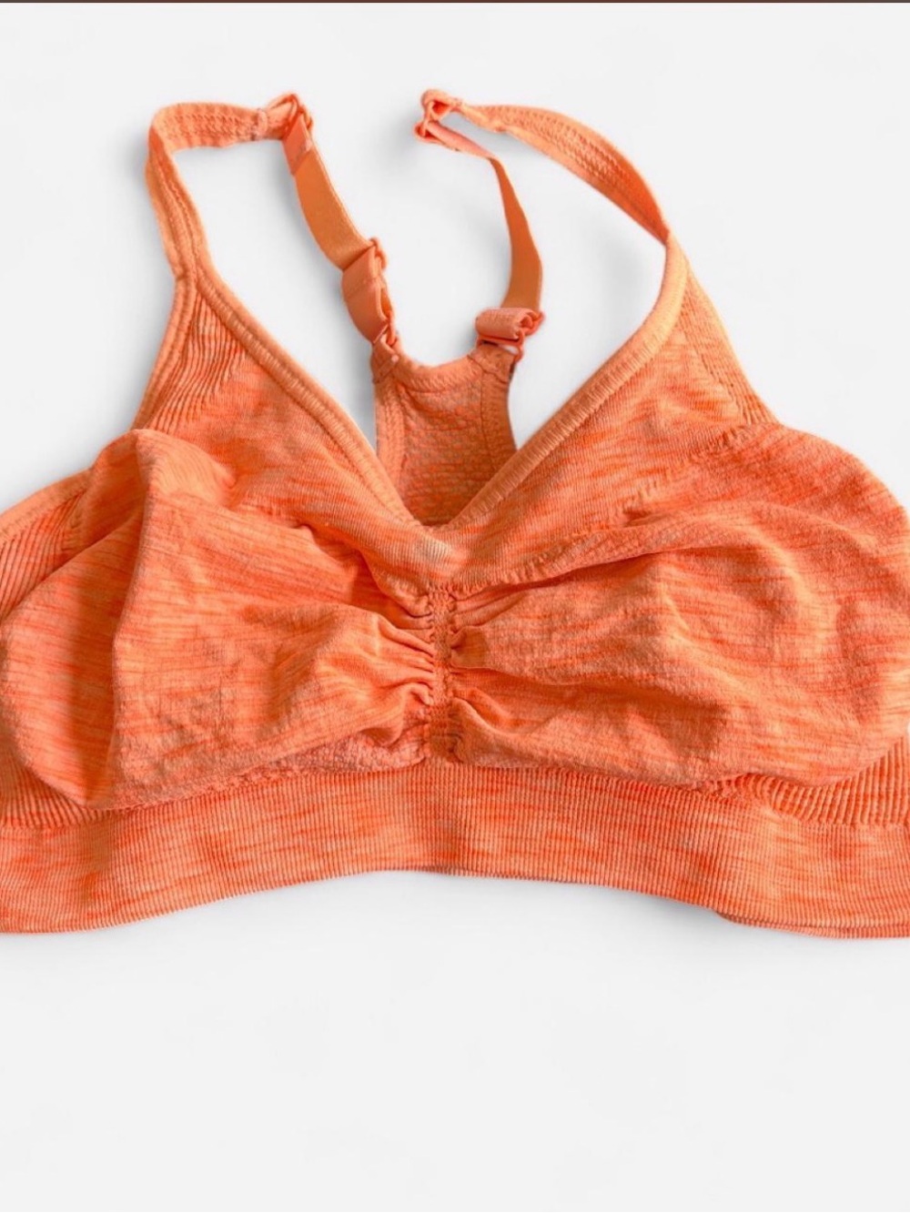 Old Navy Orange Seamless Ruched Sports Bralette